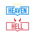 Hell or heaven. Angel and devil symbol. Good and bad on white background. Vector illustration.