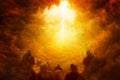 Hell realm, bright lightnings in apocalyptic sky, judgement day, end of world, eternal damnation Royalty Free Stock Photo
