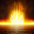 Hell realm, dark red glowing apocalyptic sky, end of world Royalty Free Stock Photo