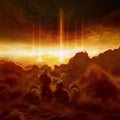 Hell realm, judgement day, end of world, battle of armageddon Royalty Free Stock Photo