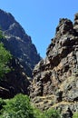 Hell`s Canyon Oregon and Idaho craggy layers of volcanic rock and limestone geologic feature vertical Royalty Free Stock Photo