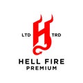 hell spear fire logo icon design