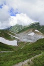 Tateyama mountain range with snow in summer Royalty Free Stock Photo