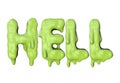 Hell word made from green halloween slime lettering. 3D Render