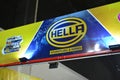 Hella sparkplugs and horns booth sign at Inside racing bike festival in Pasay, Philippines