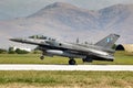 Hellenic Air Force F-16 fighter jet from 337 Mira arriving at Larissa Airbase. Greece - May 4, 2017 Royalty Free Stock Photo