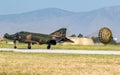 Hellenic Air Force RF-4E Phantom II reconnaissance jet plane landing with brake parachute at Larissa Air Base. Greece - May 4,