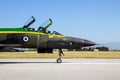 Hellenic Air Force RF-4E Phantom II reconnaissance jet plane taxiing at Larissa Air Base. Greece - May 4, 2017.airbase, air base, Royalty Free Stock Photo