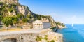 Hellenic temple and old castle at Corfu, Greece