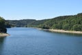 Hellental, Germany - 07 30 2020: freshwater reservoir Oleftalsperre