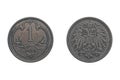 1 Heller 1901. Coin of Austrian Empire. Obverse Reverse