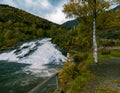 Hellesyltfossen waterfall in Hellesylt in the municipality of Stranda in MÃÂ¸re og Romsdal