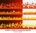 Hellfire, red flame elements for the endless border Royalty Free Stock Photo