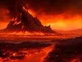 Hellish landscape fiery inferno surreal, Generative Ai