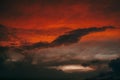 Hellish scenery of abstract clouds in the crimson sky Royalty Free Stock Photo