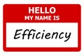 hello my name is efficiency tag on white Royalty Free Stock Photo