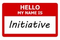 hello my name is initiative tag on white