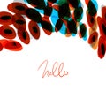 Hello, Abstract composition isolated on white. simple background textute art wave splash with ellipse circle pattern orange red