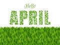 Hello APRIL. Decorative Font made in swirls and floral elements Royalty Free Stock Photo