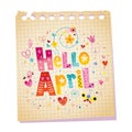 Hello April notepad paper message