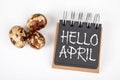Hello April. Spring, Season, Easter and Holidays Concept Royalty Free Stock Photo