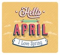 Hello april typographic design.