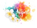 Hello August - floral summer concept background Royalty Free Stock Photo