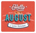 Hello august typographic design. Royalty Free Stock Photo