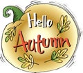 Hello Autum hand lettering calligraphy. Royalty Free Stock Photo