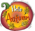 Hello Autum hand lettering calligraphy. Royalty Free Stock Photo