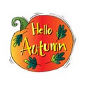 Hello Autum hand lettering calligraphy. Royalty Free Stock Photo