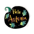 Hello Autum hand lettering calligraphy. Royalty Free Stock Photo