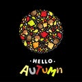 Hello Autum lettering typography Royalty Free Stock Photo