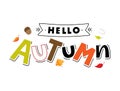 Hello Autum lettering typography Royalty Free Stock Photo