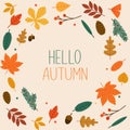 Hello autumn. Autumn leafs on the background. Flat design modern Royalty Free Stock Photo
