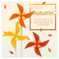 Hello autumn background with colorful pinwheels Royalty Free Stock Photo