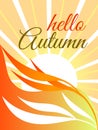 Hello autumn background in retro style