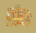 Hello Autumn banner in doodle style Royalty Free Stock Photo