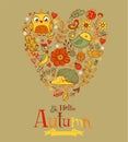 Hello Autumn banner in doodle style Royalty Free Stock Photo