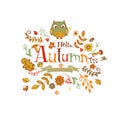 Hello Autumn banner in doodle style Royalty Free Stock Photo