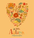 Hello Autumn banner in doodle style Royalty Free Stock Photo