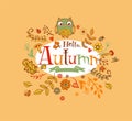 Hello Autumn banner in doodle style Royalty Free Stock Photo