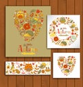 Hello Autumn banner set in doodle style Royalty Free Stock Photo