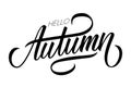 Hello Autumn calligraphic lettering text design. Creative typography for your design.