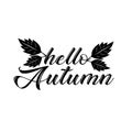 Hello Autumn calligraphy with leaves.
