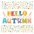 Hello Autumn card. Autumn landscape background Royalty Free Stock Photo