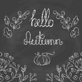 Hello Autumn Card with lettering. Royalty Free Stock Photo