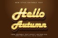 Hello Autumn editable text effect 3D emboss vintage style