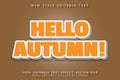 Hello Autumn editable text effect 3D emboss modern style