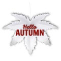 Hello Autumn fall leaf white monochrome. Autumn maple leaf isolated. Vector illustration Royalty Free Stock Photo